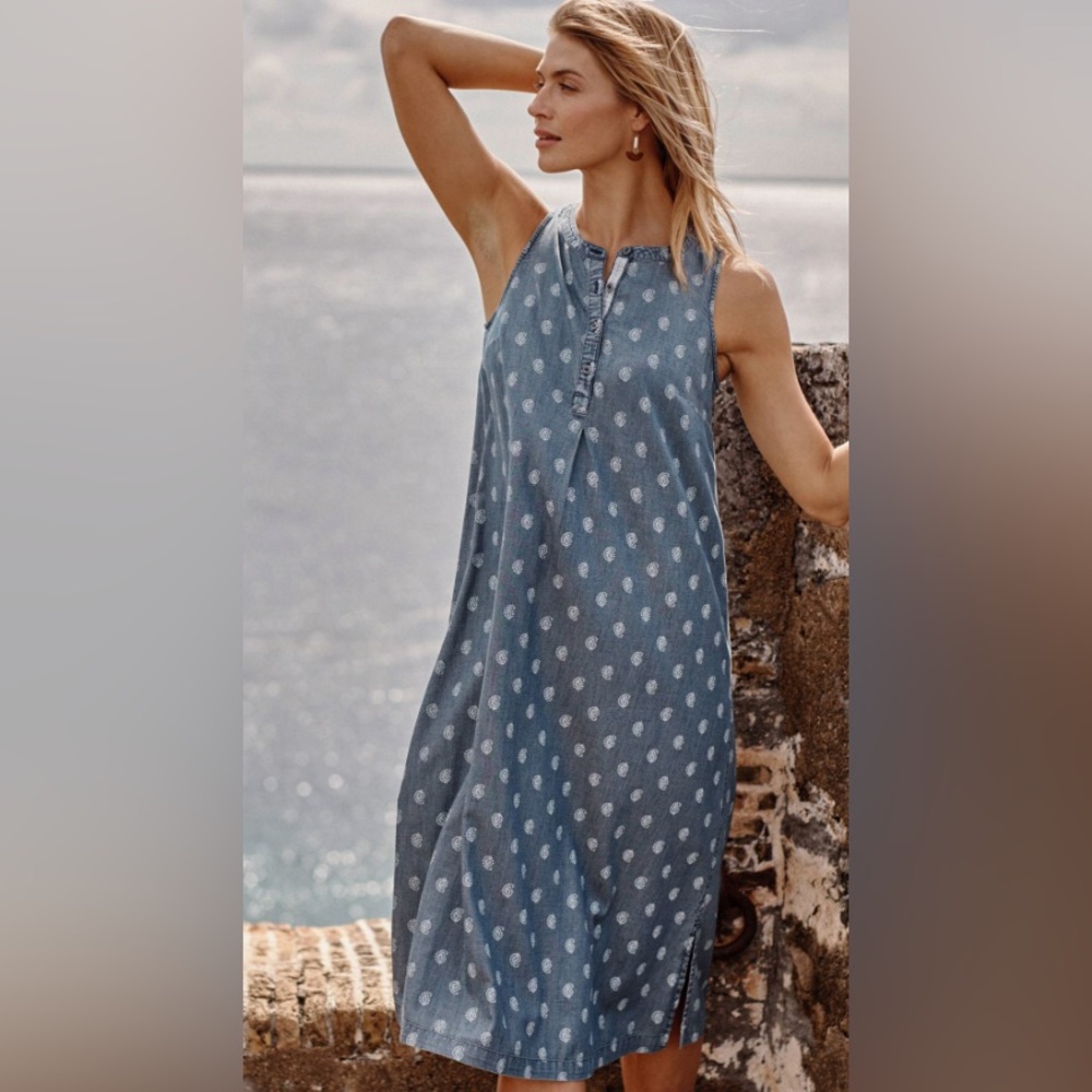 J.Jill XSP Purejill indigo blue pleated Shirtdress NWT